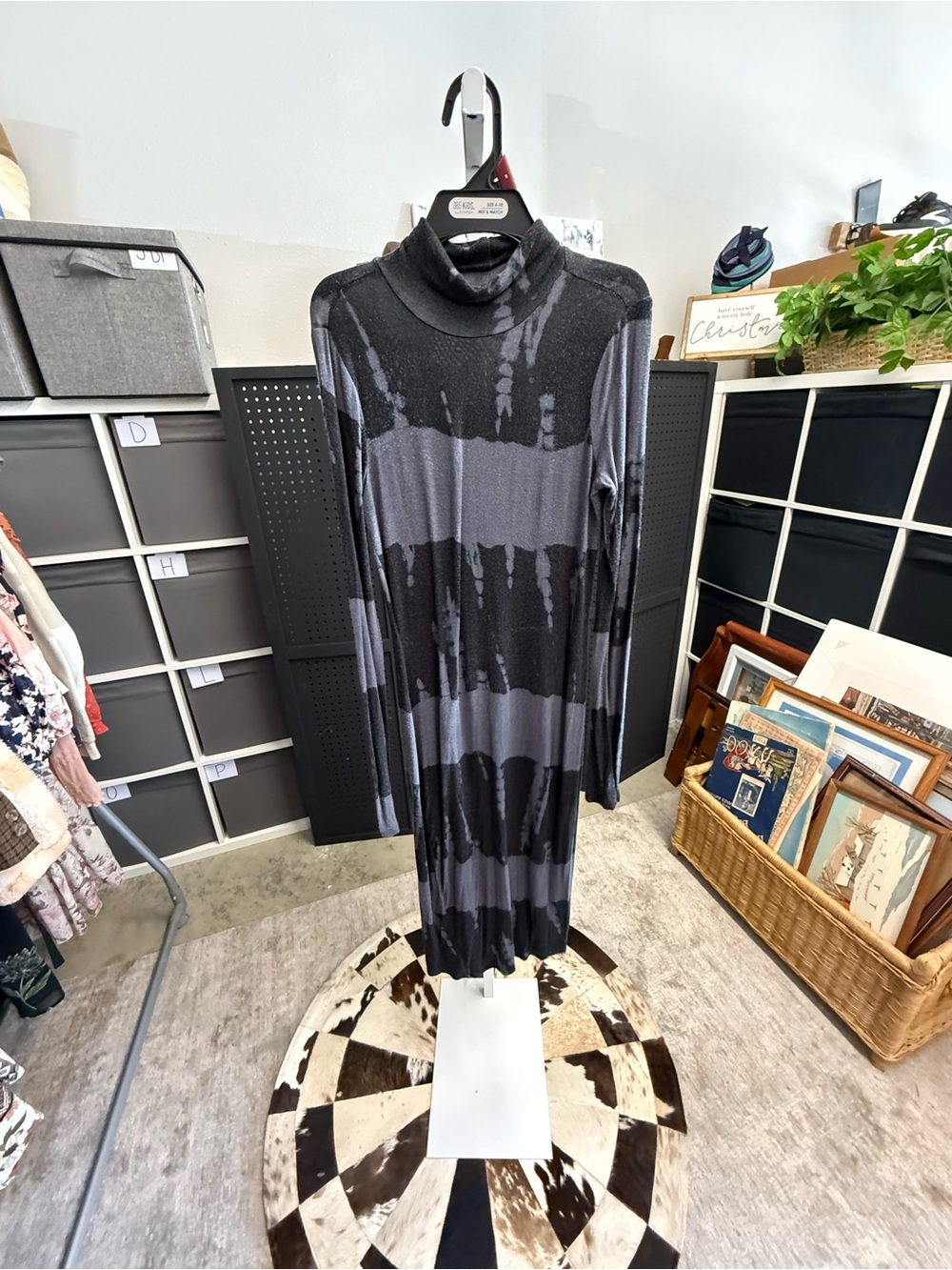 Abound Black & Gray Tie-Dye Long Sleeve Bodycon Maxi Dress